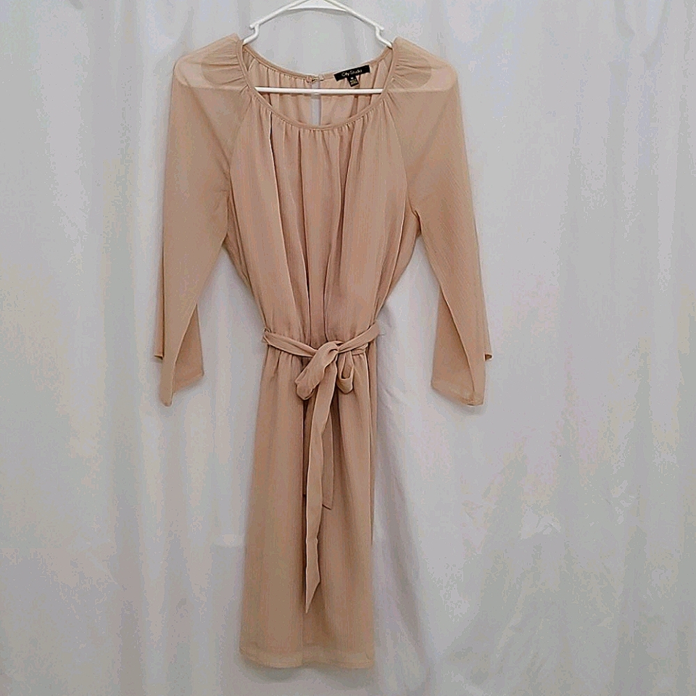 Nude shift dress, light sparkle